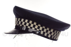 Politie platte pet - zonder insigne  -  Glad wol Donkerblauw, rode voering - maat 57 of  58 - origineel