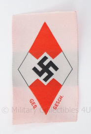 HJ hitlerjugend en BDM kleding embleem HJ cloth diamond groot BEVO - 9,5 x 5,7 cm.