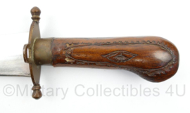 Vintage handgemaakte jachtdolk messing met hout met schede - lengte 28 cm - origineel