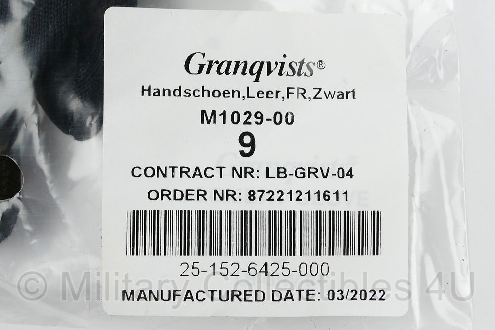 M1029 Granqvists handschoen leer FR ZWART  M1029 brandwerende handschoenen - 2022 tot heden  model - maat 9 - nieuw in verpakking - origineel