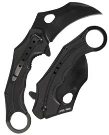 G10 Eenhandig 'Karambit' mes - zwart - 18 cm lang