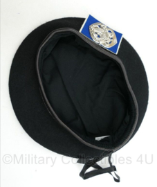 Baret zwart (Cavalerie baret, BB baret, etc) - nieuw gemaakt - 100% wol met lederen rand
