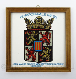 KL Landmacht wandbord/tegeltje Korporaals mess Generaal Majoor de Ruyter van Steveninckkazerne - afmeting 16,5 x 16,5 cm - origineel