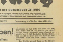 WO2 Duitse krant Frankische Tageszeitung nr. 234 5 oktober 1944 - 47 x 32 cm - origineel