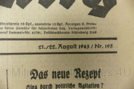 WO2 Duitse krant Tageszeitung nr. 195 21/22 augustus 1943 - 47 x 32 cm - origineel