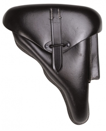 Holster P38 - hardcover - zwart leer