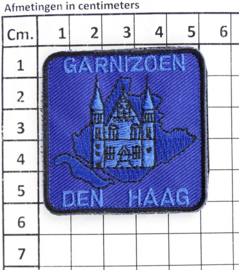 KL Nederlandse leger Garnizoen Den Haag borstembleem - met klittenband - afmeting 5 x 5 cm - origineel