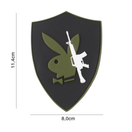 Embleem 3D PVC met klittenband - Playboy gun - 11,4 x 8,0 cm