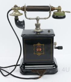 Antieke Jydsk handzwengel telefoon uit Denemarken begin 1900 - 18,5 x 12 x 32 cm - topstaat - origineel