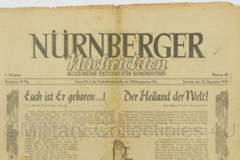 WO2 Duitse krant Nurnberger Nachrichten nr. 22 22 december 1945 - 47 x 32 cm - origineel