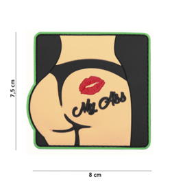 Embleem 3D PVC met klittenband - Kiss My Ass  - 7,5 x 8 cm.