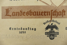 WO2 Duitse oorkonde 10 jaar Trouwe Dienst 1935 Landesbauernschaft Hannover - 31 x 22,5 cm - origineel