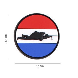 Sniper Nederlands rond embleem PVC - 5,1 x 5,1 cm