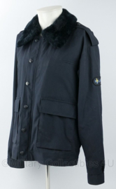 Nederlandse Politie donkerblauwe winterjas met voering en kraag  - maat 54 = Large -   origineel
