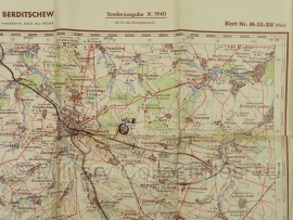 Duitse stafkaart Sonderausgabe 1940 Rusland UdSSR Berditschew M-35-XII West  - 97 x 88,5 cm.  schaal 1:100000 - origineel