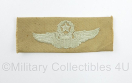 USAF US Air Force Command Pilot Wing op Tropical khaki stof - 12 x 4 cm - origineel