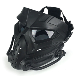Airsoft masker met helmbevestiging en hoofdbevestiging - BLACK met heldere glazen