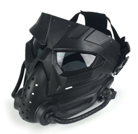 Airsoft masker met helmbevestiging en hoofdbevestiging - BLACK met smoke glazen