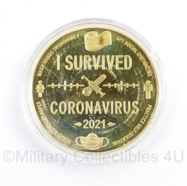Coin Coronavirus - Fuck Covid19 - limited edition - I survived coronavirus 2021 - diameter 4 cm - origineel