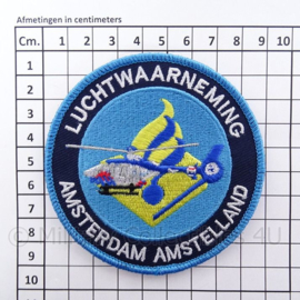 Nederlandse Politie Luchtwaarneming Amsterdam Amstelland embleem - met klittenband - diameter 9 cm