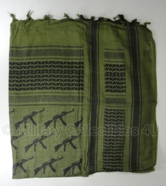 Shemagh PLO sjaal- 110 x 110 cm. - GROEN met AK47 kalashnikovs!