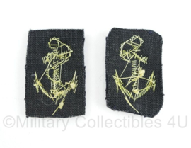 Koninklijke Marine Officiers kraaginsigne paar gespiegeld metaaldraad  - 4,5 x 3 cm - origineel