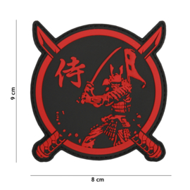 Embleem 3D PVC Samurai Warrior Red/Black  - met klittenband- 9 x 8 cm.