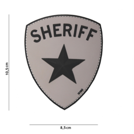 Embleem Sheriff grey - Klittenband - 3D PVC - 10,5 x 8,5 cm.