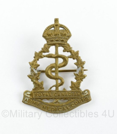 Canadese WO2 cap badge Royal Canadian Army Medical Corps - Kings Crown - 4,5 x 3 cm - origineel