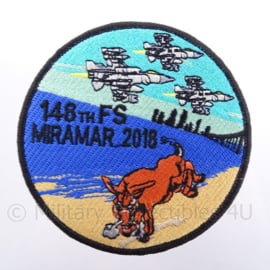 US Miramar 2018 Missie embleem "148th FS Fighter Squadron" - met klittenband - diameter 10 cm