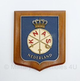 Wandbord KNAS Koninklijke Nederlandse Schermbond  - 14 x 1,5 x 16 cm - origineel