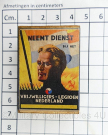 WO2 Duits luciferdoosje van echt hout - Neemt Dienst bij het Vrijwilligers Legioen Nederland - 6 x 4 cm