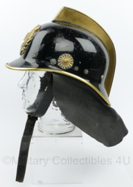 Vintage Brandweer helm met koperen insigne en kam - origineel