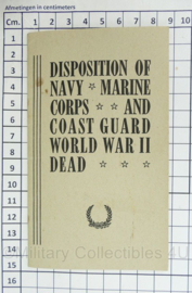 WO2 US Army boekje Disposition of World War II dead - origineel