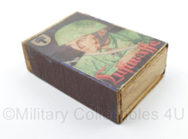 WO2 Duits luciferdoosje van echt hout - Luftwaffe Fallschirmjäger - 6 x 4 cm