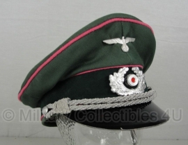 WO2 Duitse Heer Panzer schirmmütze gabardine met roze bies - maat 57 t/m 60