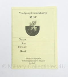 Defensie stafstafcompagnie  41 Gemechaniseerde Brigade Seedorf Voortgangs Controlekaartje MBV  - 14 x 10 cm - origineel