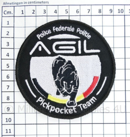 Belgische Politie Police Federale Politie AGIL Pickpocket Team embleem - met klittenband - diameter 9 cm