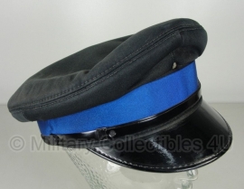 Politie platte pet - zonder insigne - zwart met blauwe band (is te verwijderen) - maat 56 of 57 cm - origineel