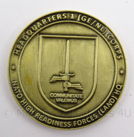 KL Landmacht GE/NL Nederlands Duitse Korps coin - NATO response force 2015 - Noble Ledger 15/27 sept 2014 - origineel