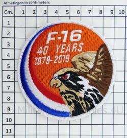 KLU Luchtmacht F16 F-16 40 years 1979-2019 embleem - met klittenband - diameter 9 cm