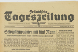 WO2 Duitse krant Frankische Tageszeitung nr. 177 1 augustus 1943 - 47 x 32 cm - origineel