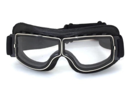 Brommer bril - Zwart leder met heldere glazen