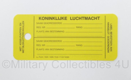 Luchtmacht goederentas label - 12 x 5 cm -  origineel