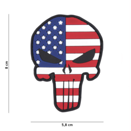 Embleem 3D PVC met klittenband - Punisher USA - 8 x 5,8 cm.