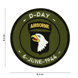 Embleem stof D Day Operation Overlord June 6 1944 101st Airborne  - 8,3 cm. diameter