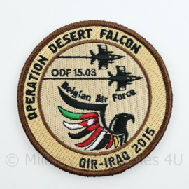 BAF Belgian Air Force Operation Desert Falcon ODF 15.03 OIR-Iraq 2015 embleem  met klittenband- 9 cm. diameter