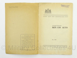 MVO Chef der Generalen Staf  Voorschrift nr. 1554 Ken uw Auto uit 1946 - afmeting 15 x 23 cm - origineel