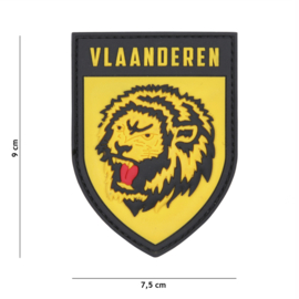 Embleem 3D PVC met klittenband - Vlaanderen Lion yellow - 9 x 7,5 cm.