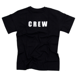 T shirt zwart met witte opdruk (voor en achter) "CREW" - maat XL ,XXL of 3xl